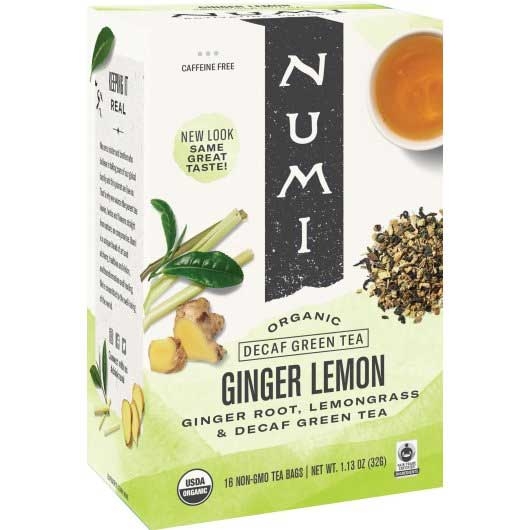 Numi Organic Ginger Lemon Decaf Green Tea -- 6 per case.