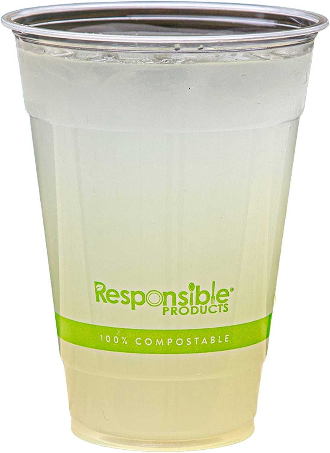Responsible Products PLA Compostable Clear Cold Cup, 16 Ounce Capacity -- 1000 per case