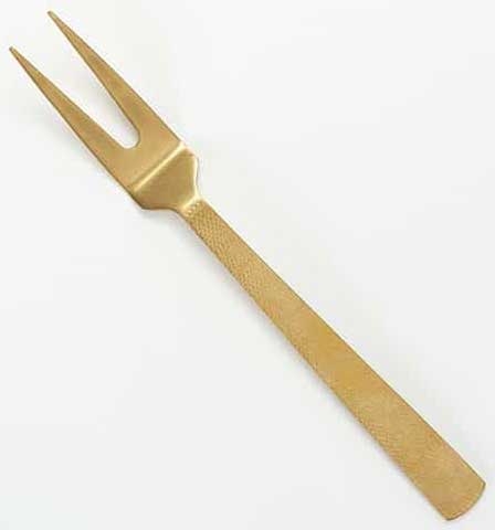 American Metalcraft Vintage Gold Hammered Cold Meat Fork, 10 inch Length
