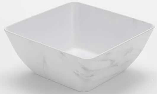 American Metalcraft White Marble Melamine Square Bowl, 127 Ounce