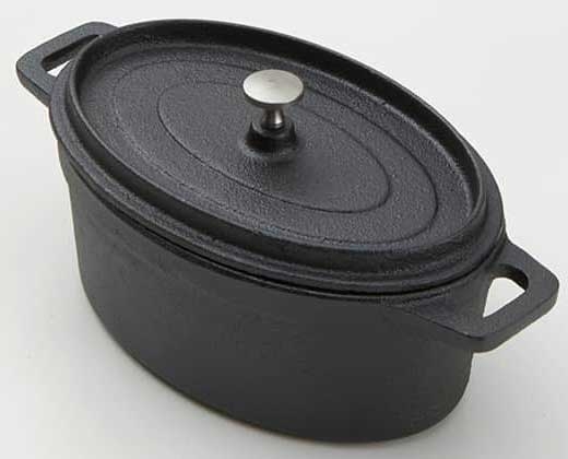 American Metalcraft Mini Round Cast Iron Casseroles with Handle and Lid, 7 x 4 1/2 x 2 3/4 inch