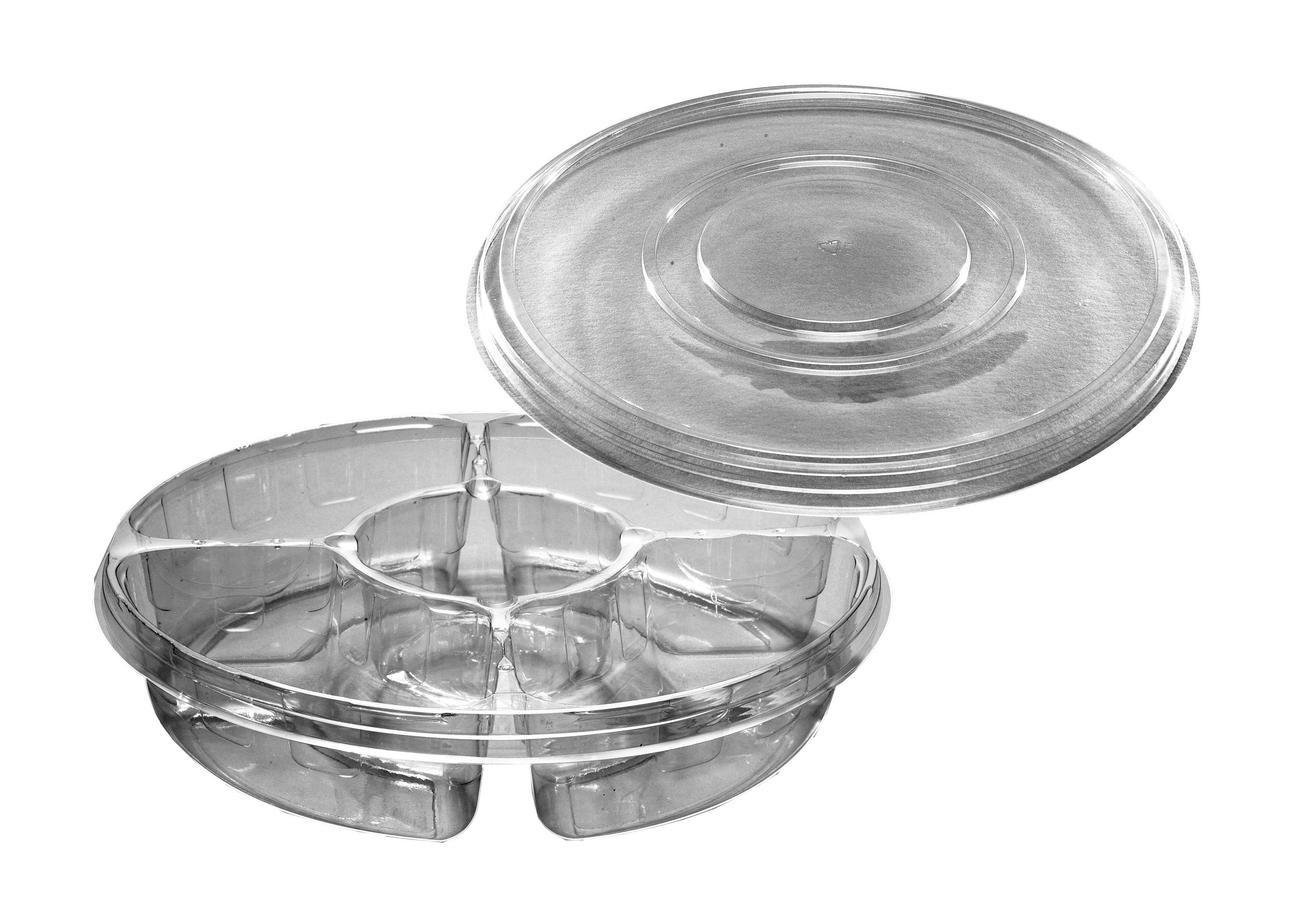 D and W Fine Pack 4 Compartment Platter with Lid, 13 inch -- 50 per case.