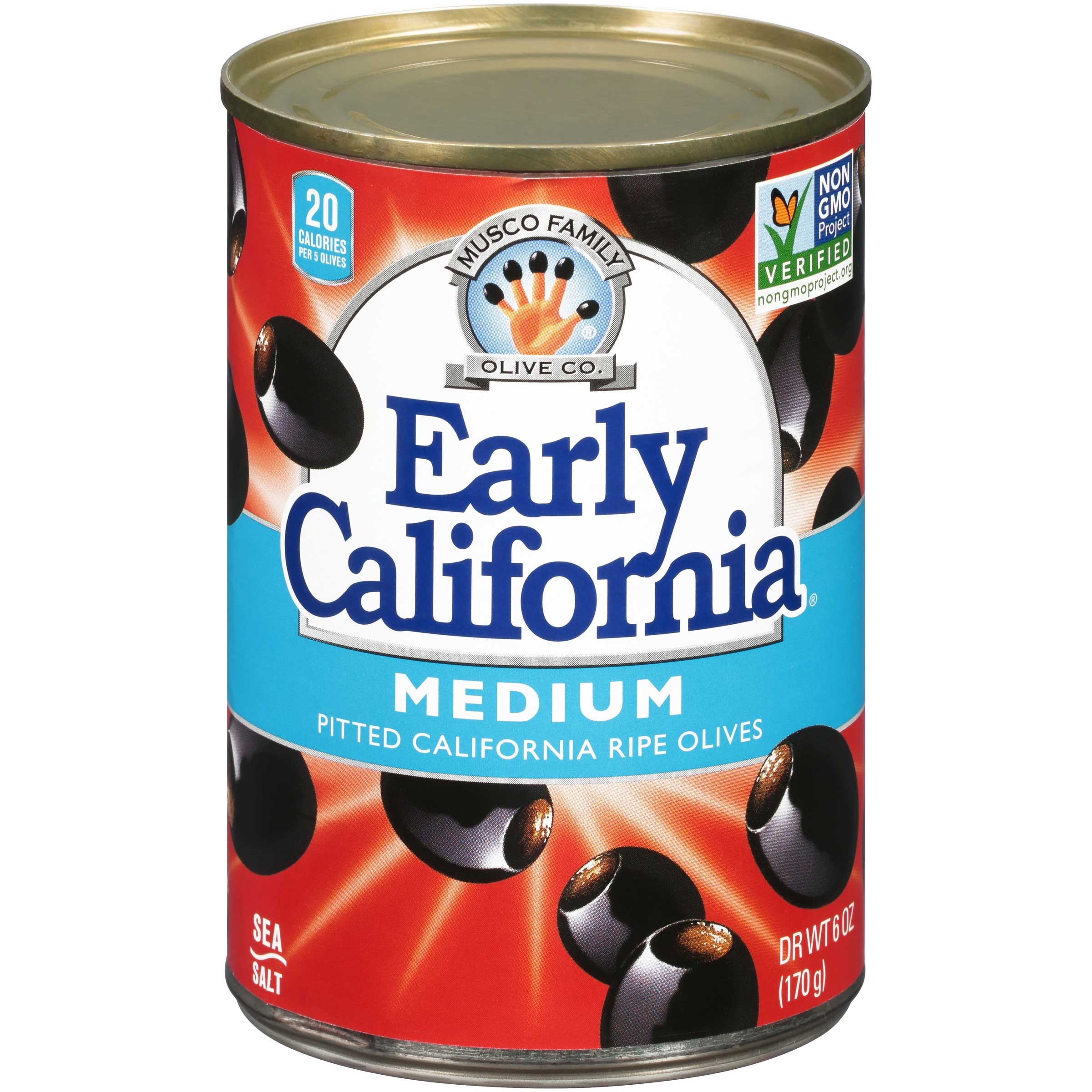 Early California Medium Pitted Ripe Olives, 6 Ounce -- 12 per case.