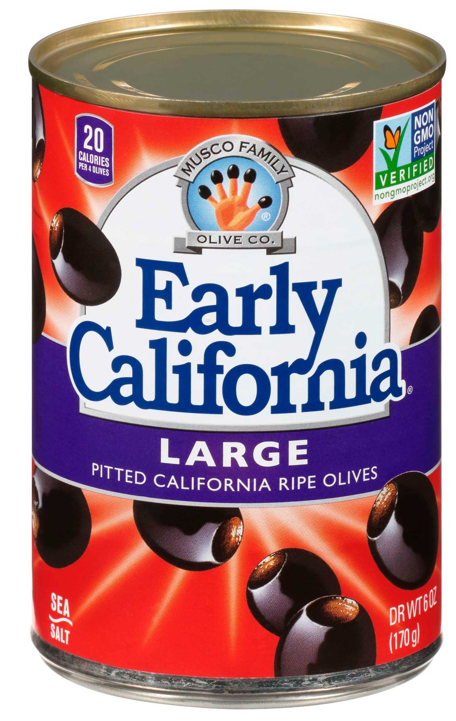 Early California Large Pitted Black Ripe Olives, 6 Ounce -- 12 per case