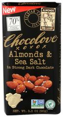 Chocolove Xoxox Almonds and Sea Salt in Strong Dark Chocolate Bar, 3.2 Ounce -- 12 per case