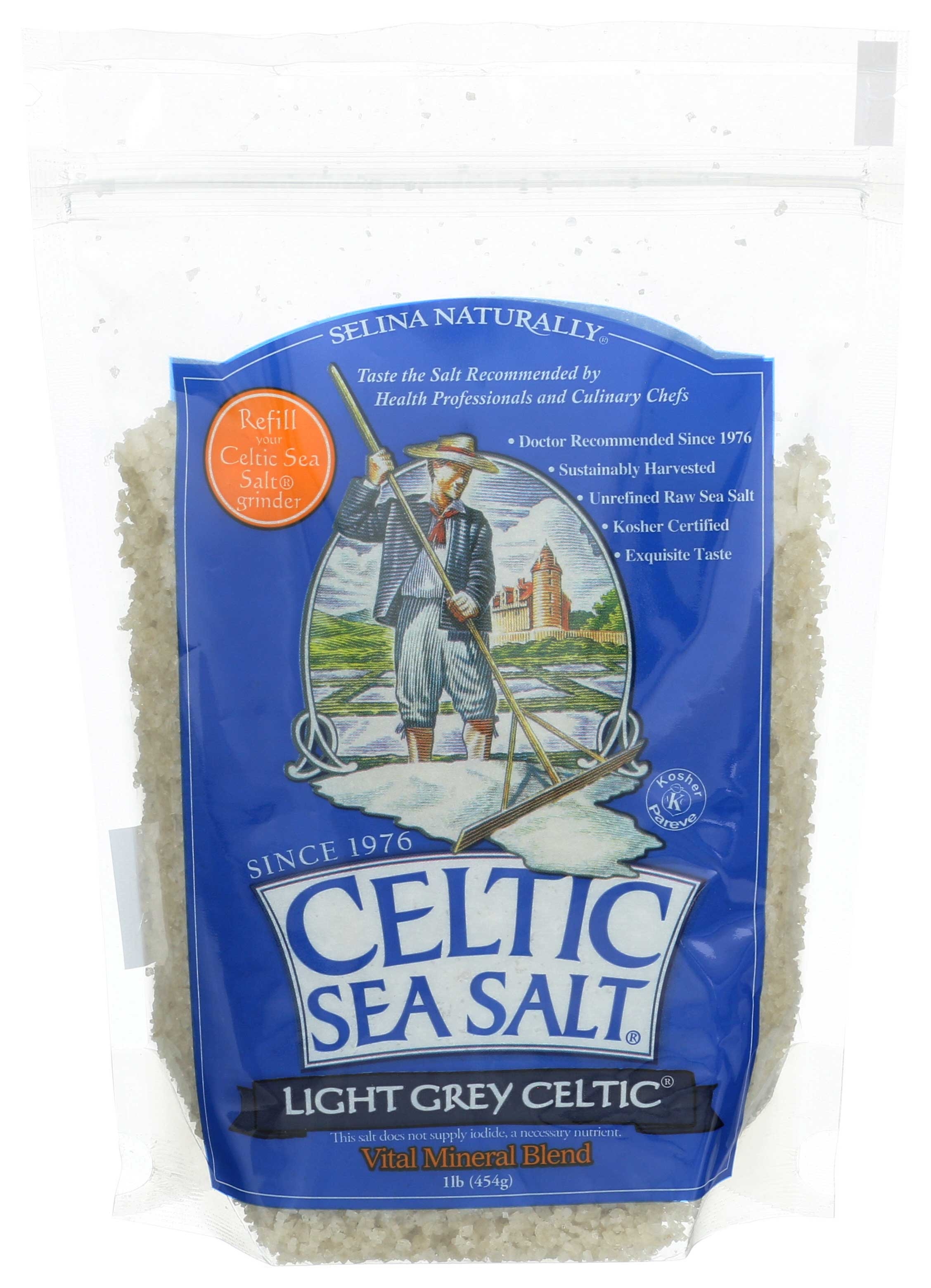 Celtic Sea Salt Light Grey Sea Salt, 1 Pound -- 6 per case.