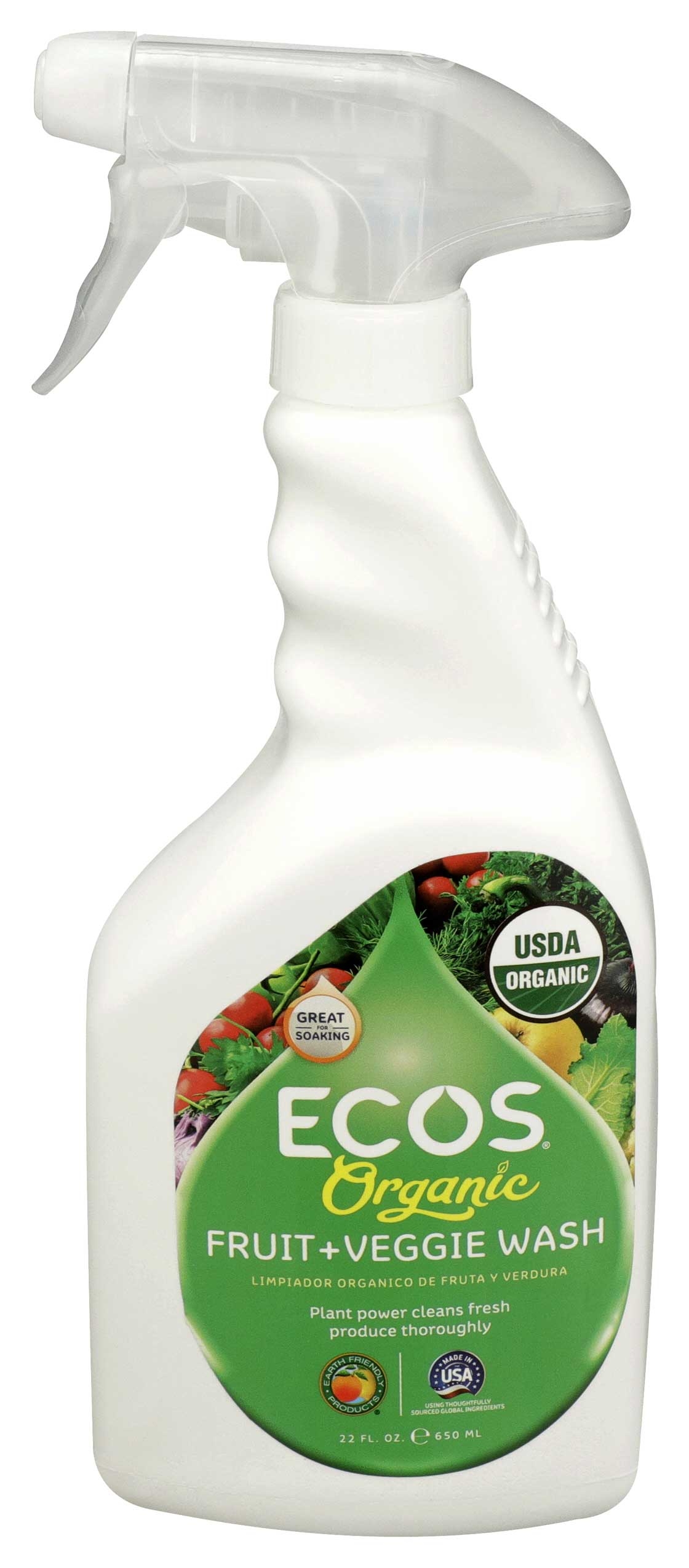 Ecos Organic Fruit Plus Veggie Wash, 22 Fluid Ounce -- 6 per case