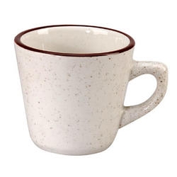 Vertex China Caravan Brown Speckled Double Band Undecorated American White Tall Cup, 3 1/4 inch -- 36 per case.