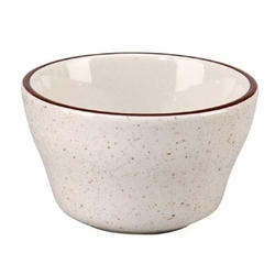 Vertex China Caravan Brown Speckled Double Band Undecorated American White Bouillon, 4 inch -- 36 per case.