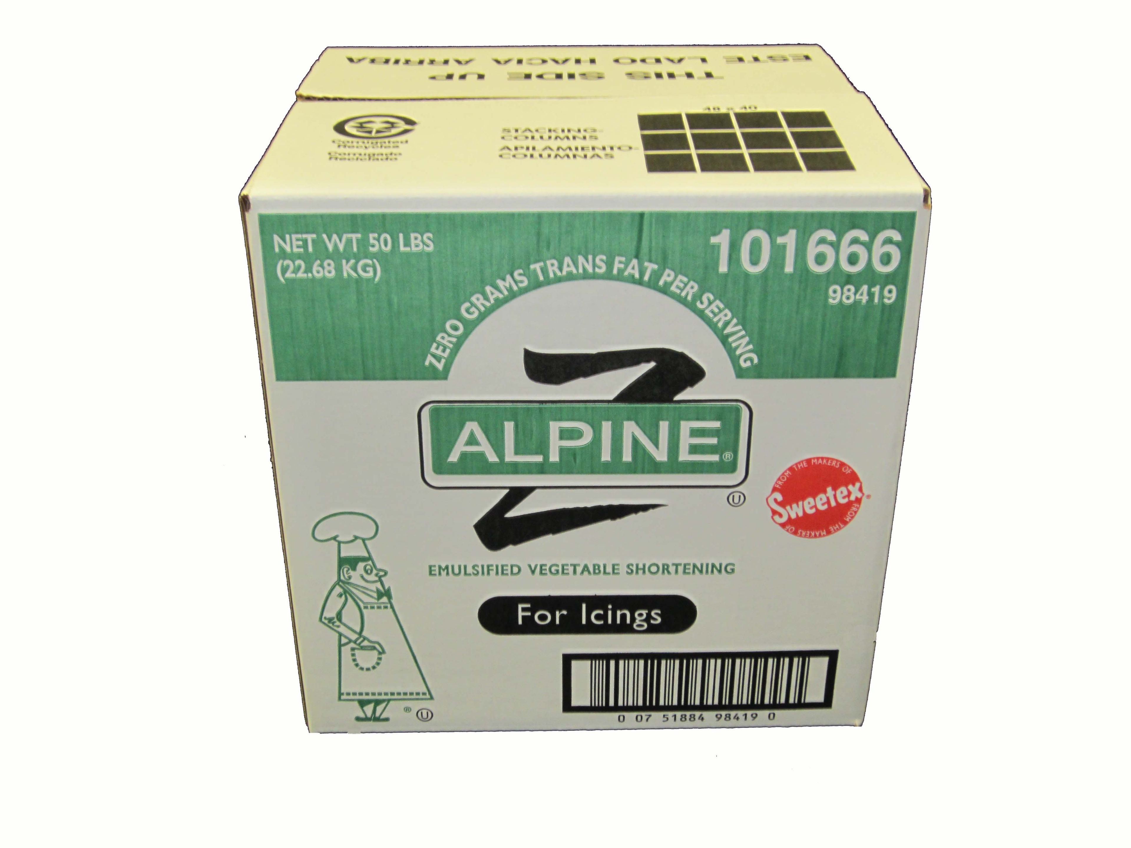 Alpine Z Icing Shortening, 50 Pound.