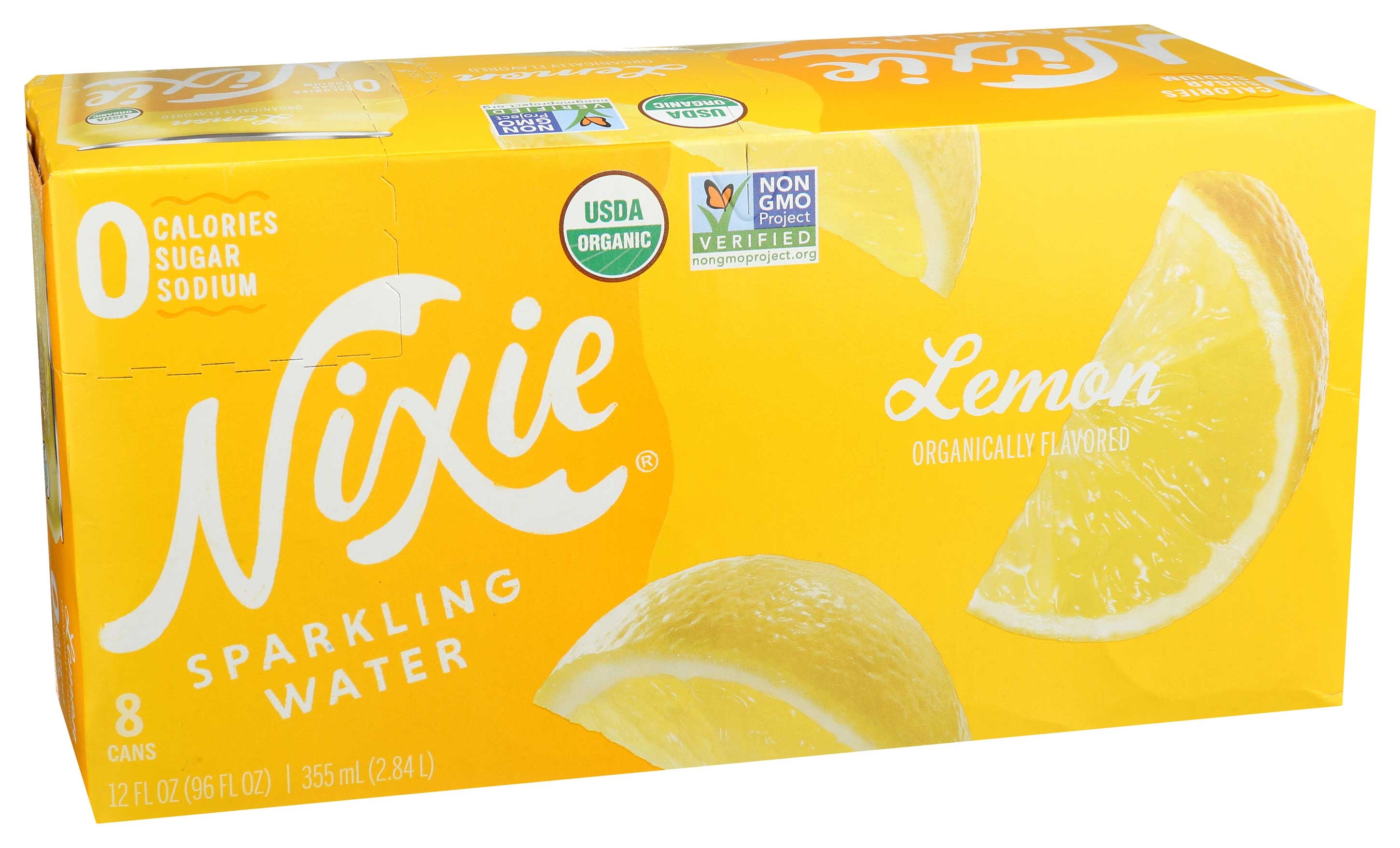 Nixie Organic Lemon Sparkling Water, 12 Fluid Ounce - 8 count per pack -- 3 packs per case