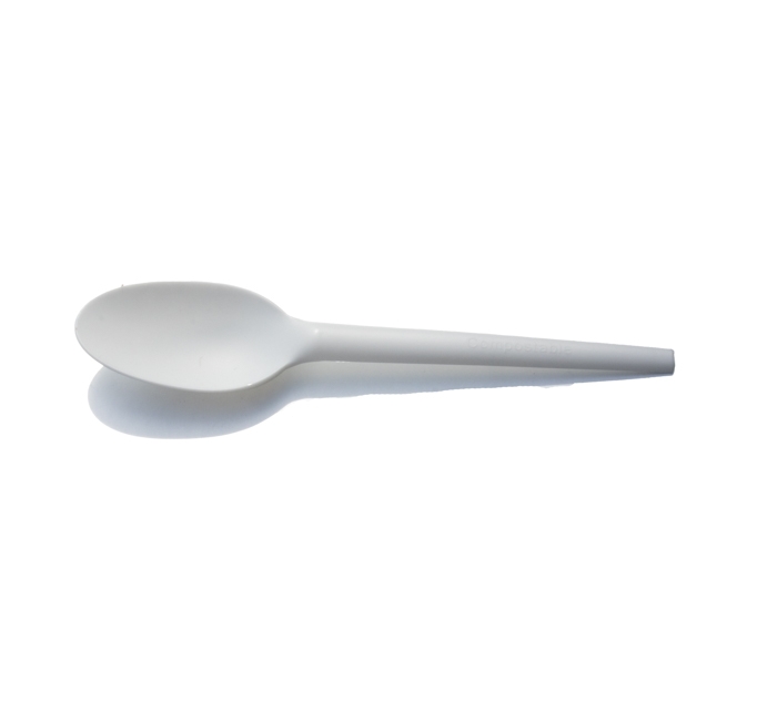 Kitch 24/7 Compostable Plastic White Spoons, 6 inch -- 1000 per case