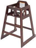 Winco Assembled Knocked Down Mahogany Wooden Stacking High Chair