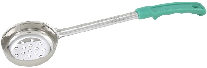 Winco One Piece Stainless Steel Perforated Green Handle Portion Controller, 4 Ounce -- 12 per case