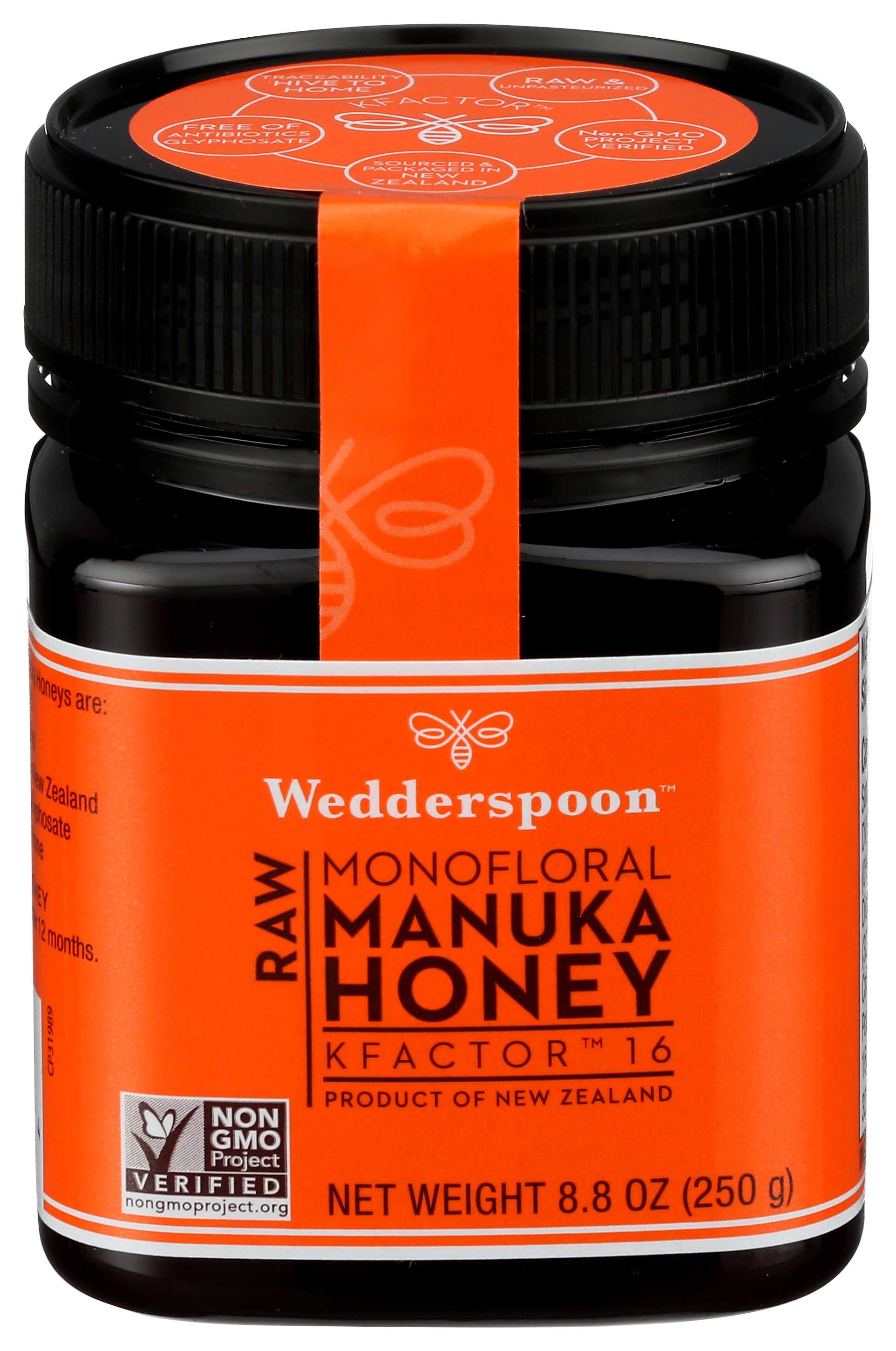 Wedderspoon KFactor 16 Raw Monofloral Manuka Honey, 8.8 Ounce -- 6 per case