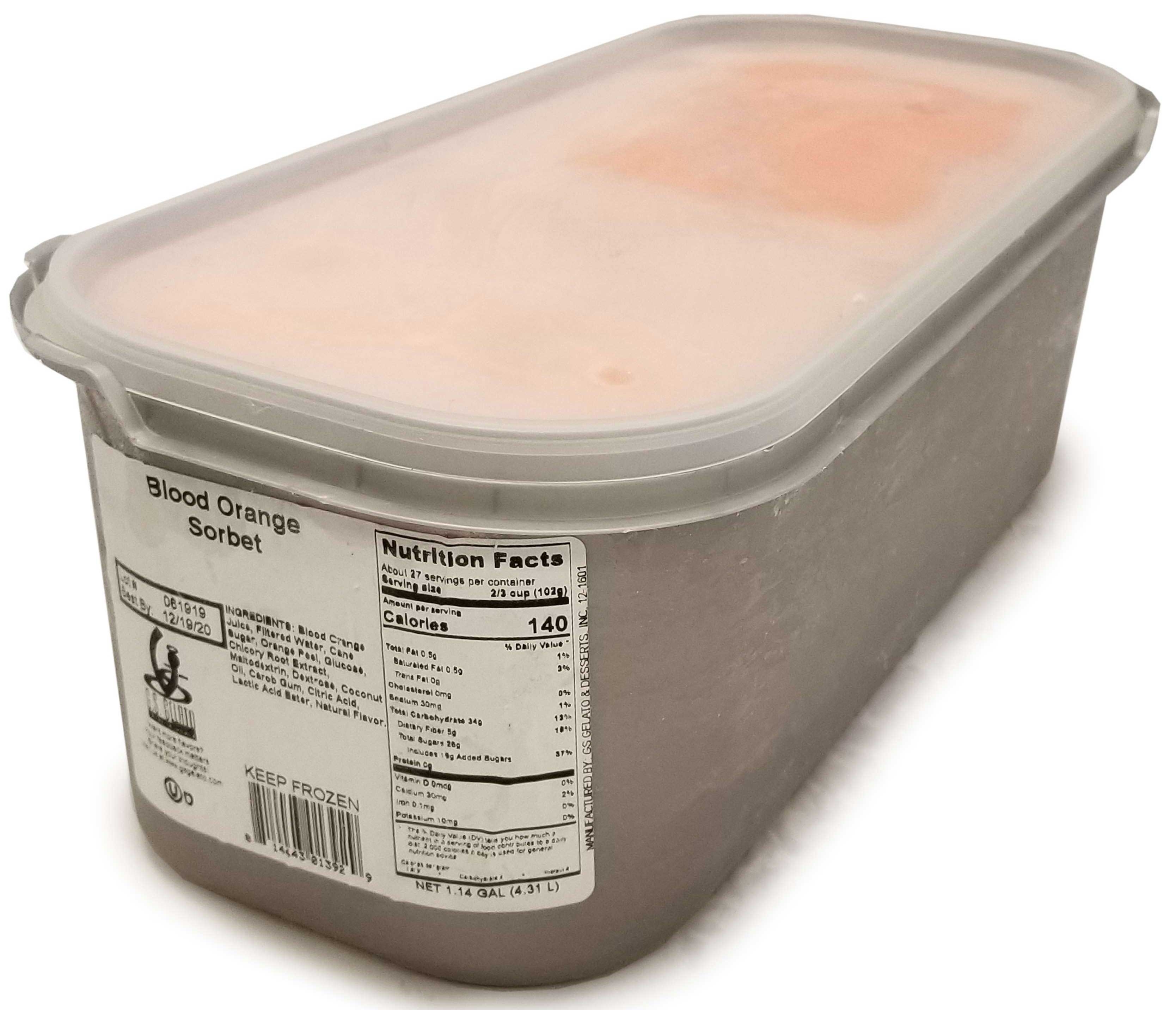 GS Gelato Blood Orange Sorbet, 4.31 Liter
