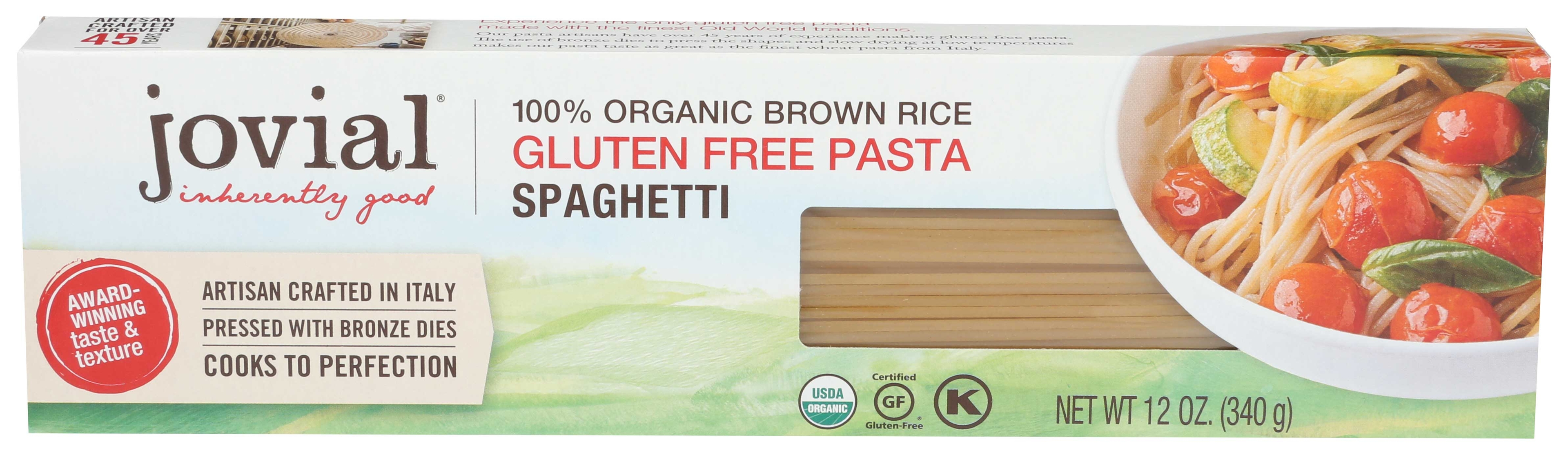 Jovial Organic Brown Rice Spaghetti Pasta, 12 Ounce -- 12 per case.