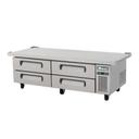 Migali Stainless Steel 72 inch Wide Refrigerated Chef Base with 76 inch Extended Top, 76 inch Width x 32 inch Depth x 26.6 inch Height
