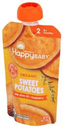 Happy Baby Organics Sweet Potatoes with Olive Oil Plus Rosemary Baby Food for Stage 2, 4 Ounce -- 16 per case