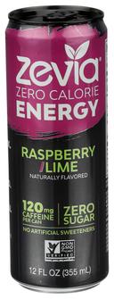 Zevia Zero Calorie Raspberry Lime Energy Drink, 12 Fluid Ounce -- 12 per case