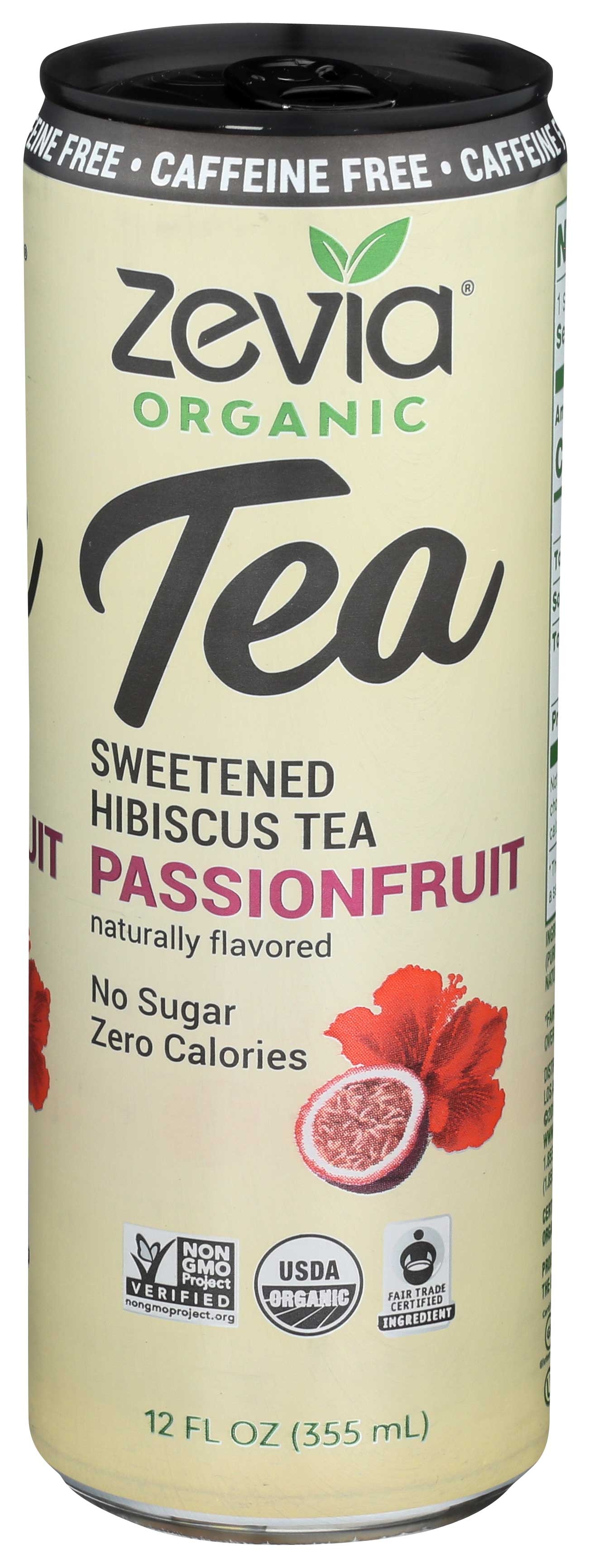 Zevia Organic Caffeine Free Passionfruit Sweetened Hibiscus Tea, 12 Fluid Ounce -- 12 per case