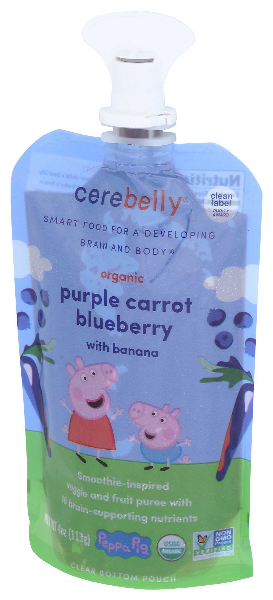 Cerebelly Organic Purple Carrot Blueberry with Banana Smoothie, 4 Ounce -- 6 per case