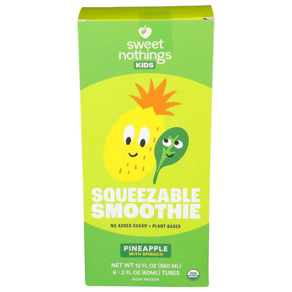 Sweet Nothings Organic Kids Pineapple with Spinach Squeezable Smoothie Snack, 2 Fluid Ounce -- 24 per case
