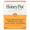 Honey Pot 100 Percent Organic Duo Pack Unscented Cotton Tampons with Bio Plastic Applicator, 18 count