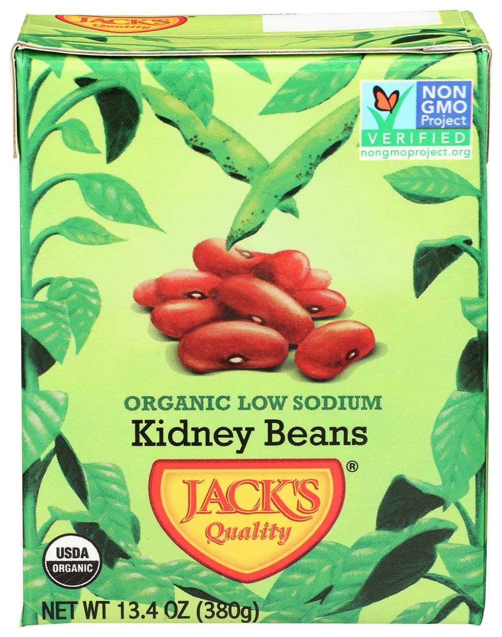 Jacks Quality Organic Low Sodium Red Kidney Beans, 13.4 Ounce -- 8 per case
