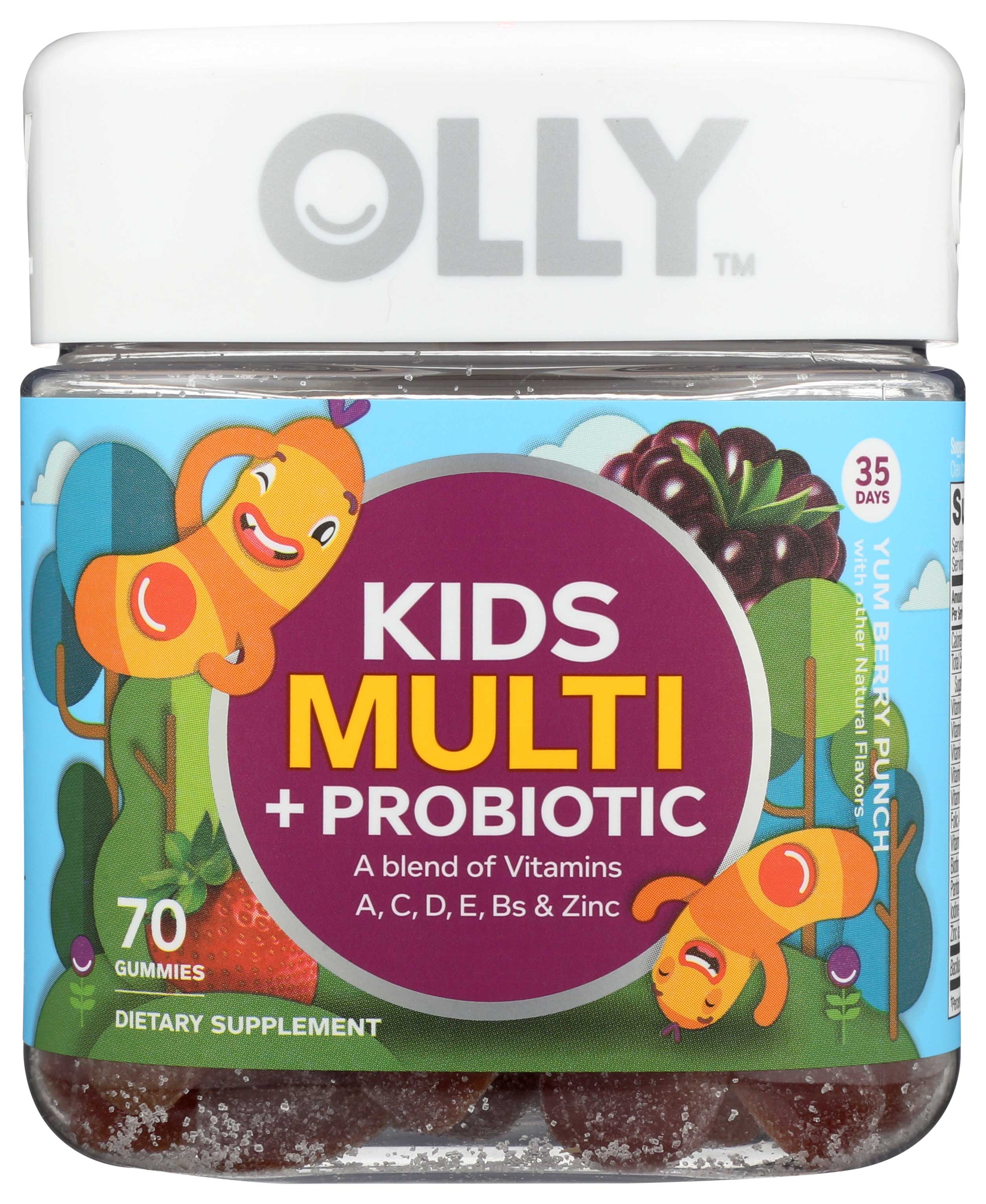 Olly Kids Multi Plus Probiotic Gummies Yummy Berry Punch, 70 Count