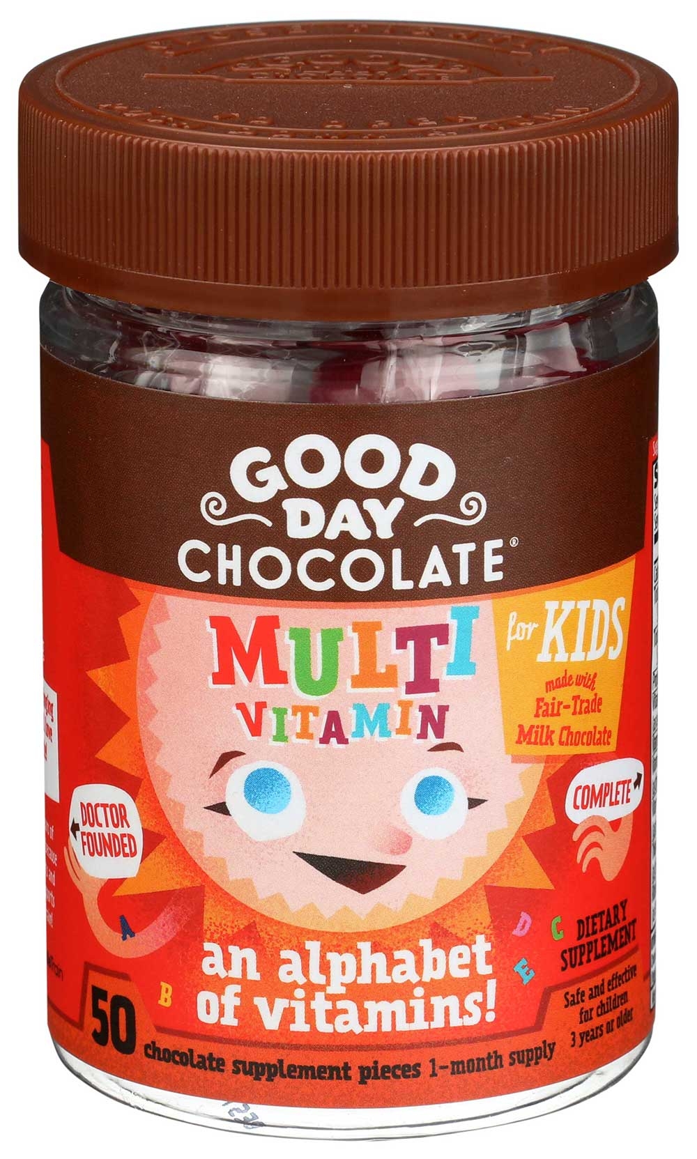 Good Day Chocolate Multivitamin Supplement for Kids - 50 count per pack