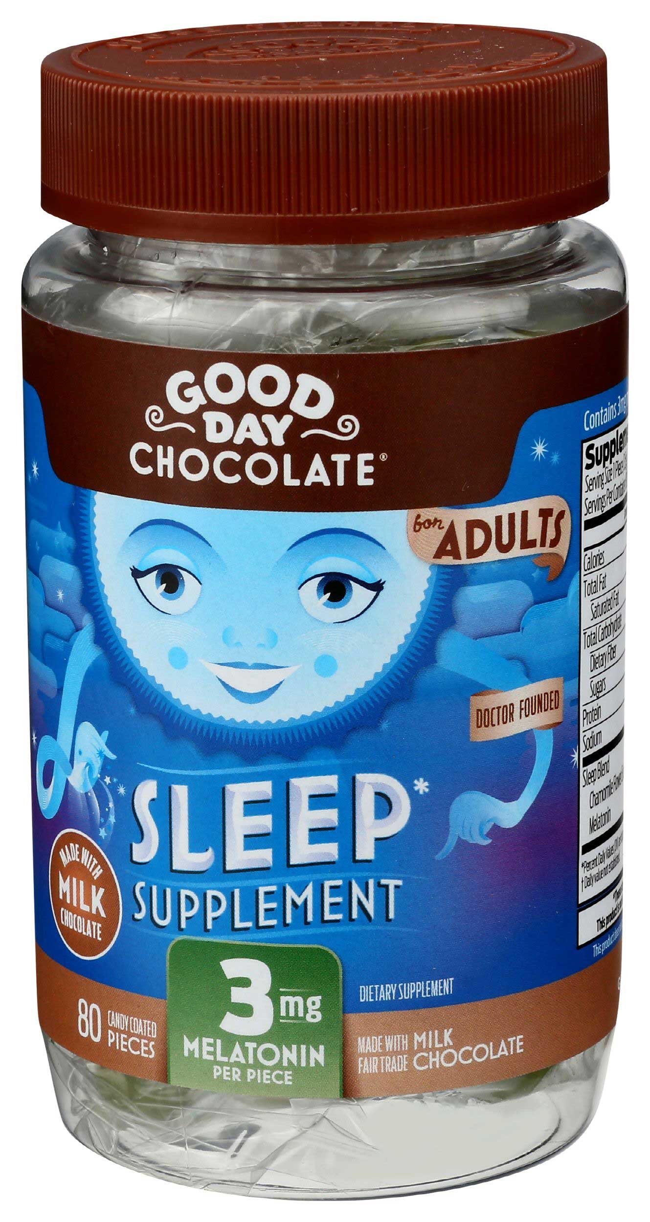 Good Day 3mg Melatonin Milk Chocolate Sleep Supplement for Adults, 80 count