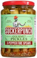 Sucker Punch 3-Pepper Fire Spears Pickle, 24 Ounce -- 6 per case