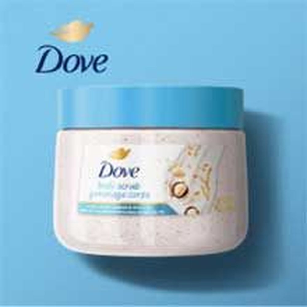 Dove Crushed Macadamia and Rice Milk Body Scrub, 15 Ounce -- 12 per case