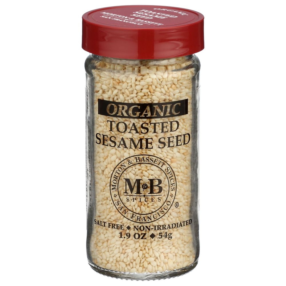 Morton and Bassett Organic Whole Toasted Sesame Seeds, 1.9 Ounce -- 3 per case