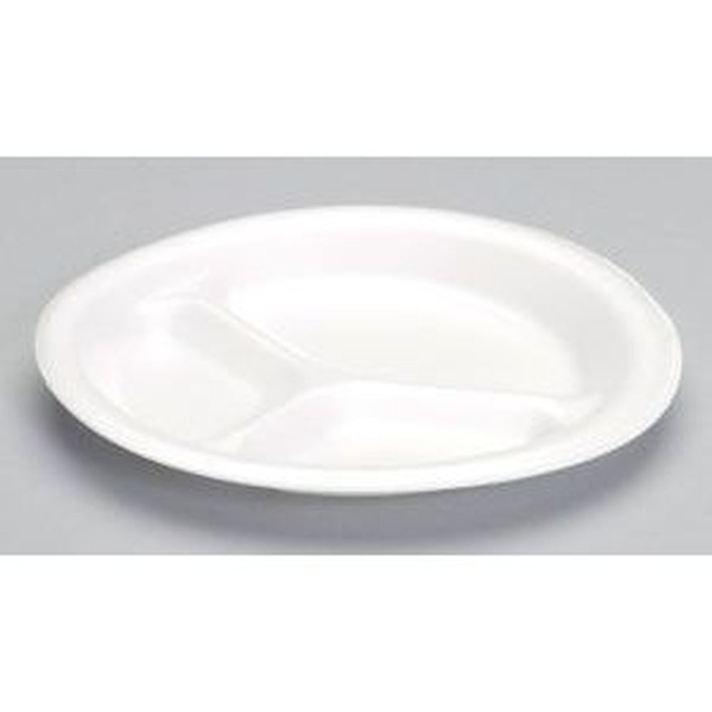 Genpak White Celebrity Non Laminated 3 Compartment Plate, 8.88 inch -- 500 per case