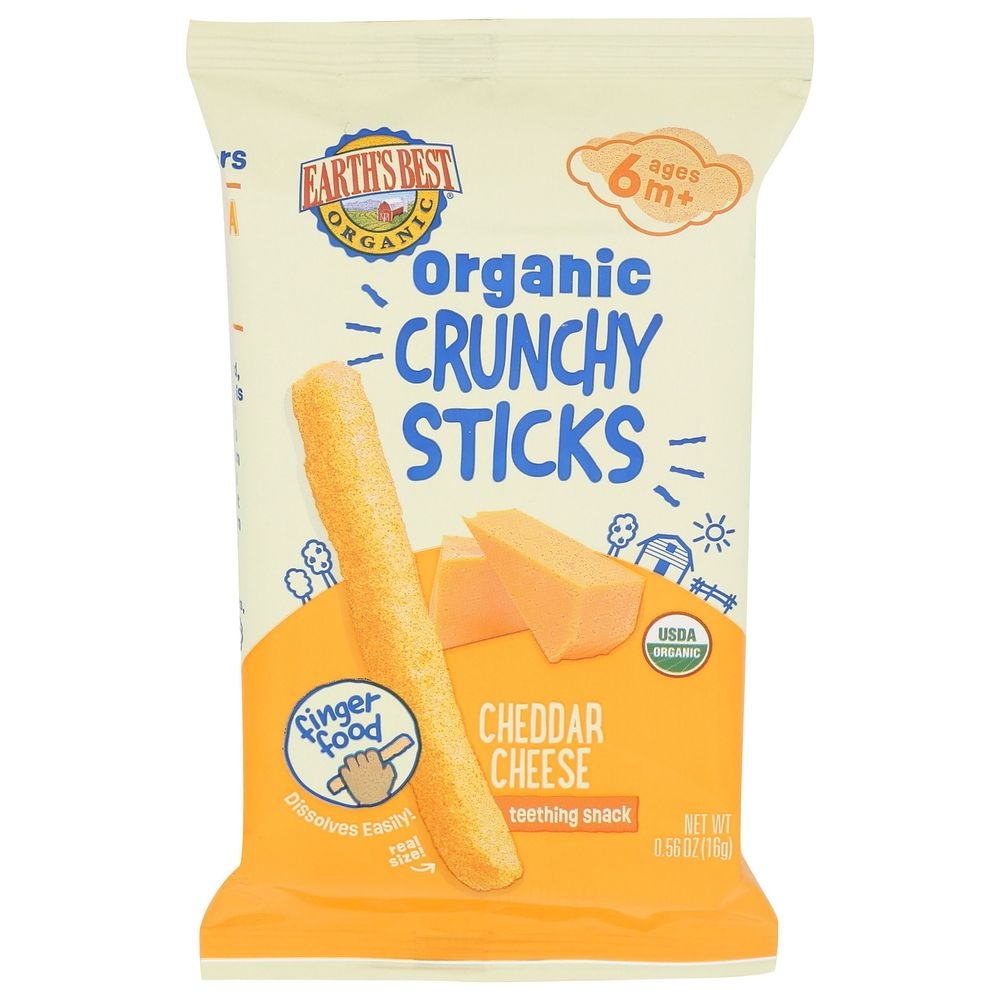 Earths Best Organic Cheddar Cheese Crunchy Sticks, 0.56 Ounce -- 5 per case