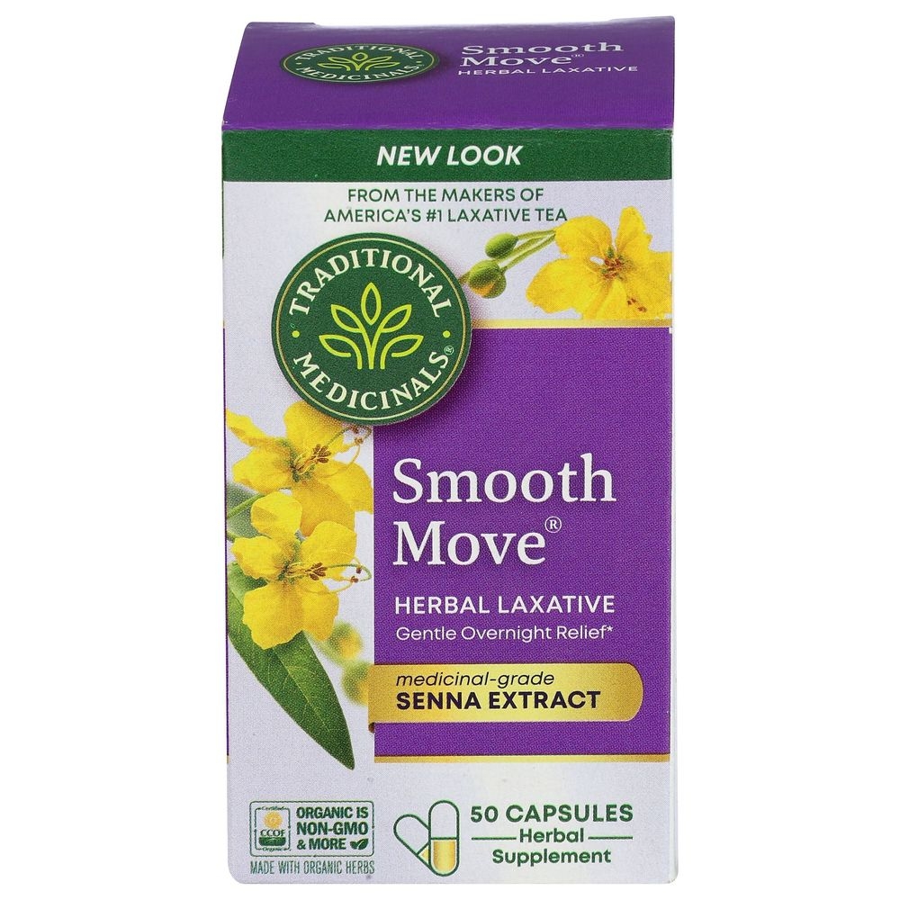 Traditional Medicinals Smooth Move Senna Herbal Laxative Capsules, 50 count