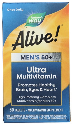 Natures Way Alive Once Daily Mens 50 Plus Ultra Potency Multi Vitamin Tablet - 60 count per pack