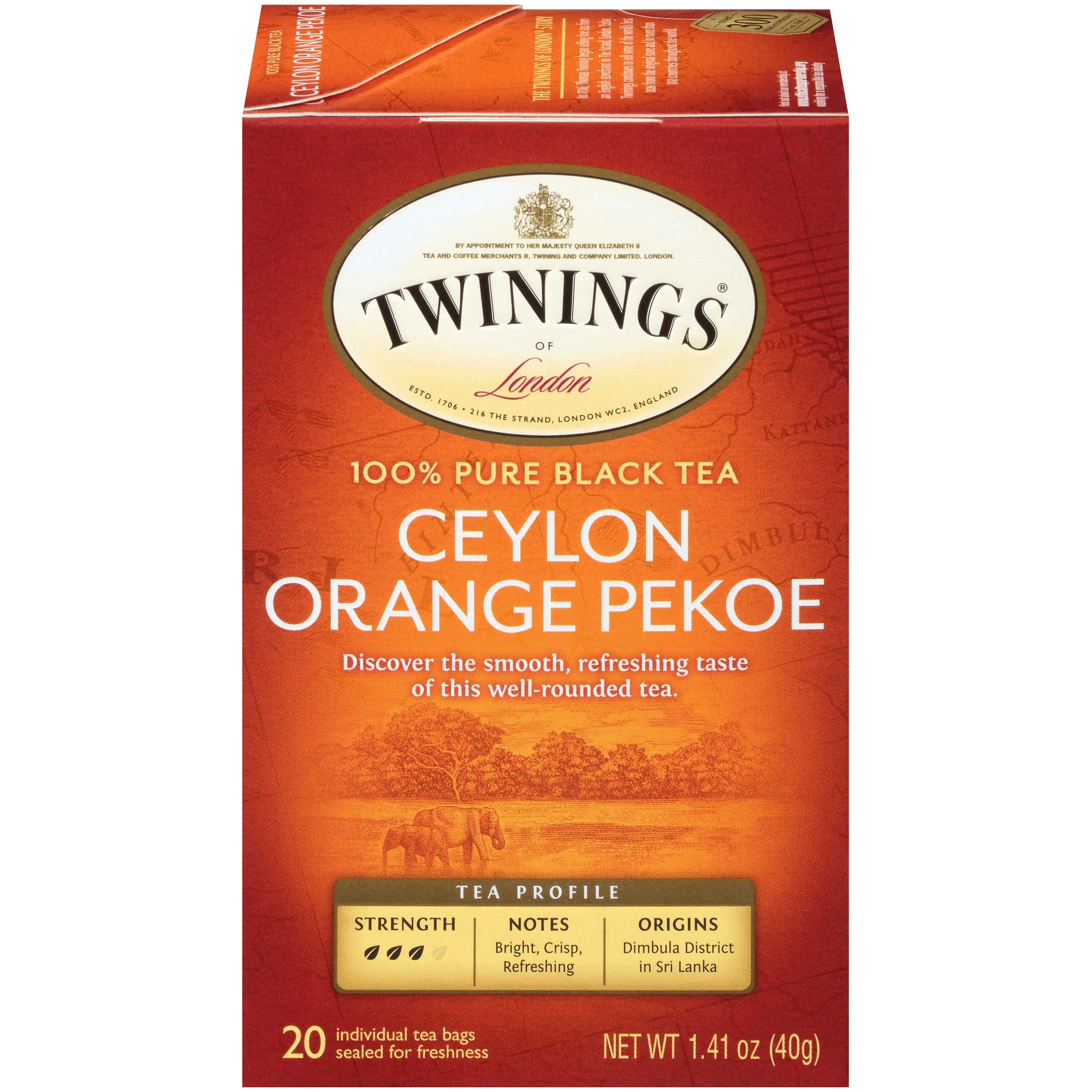 Twinings Ceylon Orange Pekoe Black Tea, 20 count per pack -- 6 per case