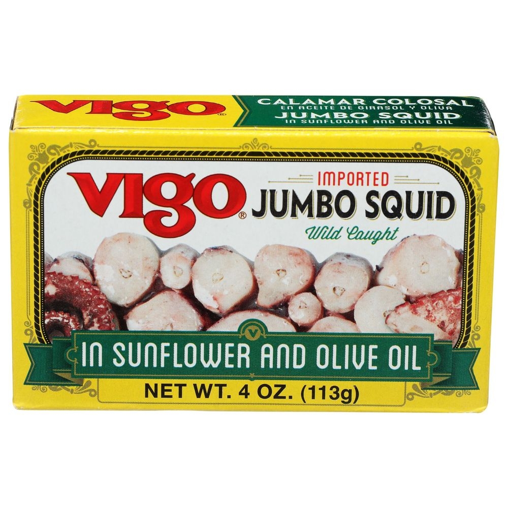 Vigo Imported Jumbo Squid in Sunflower and Olive Oil, 4 Ounce -- 10 per case