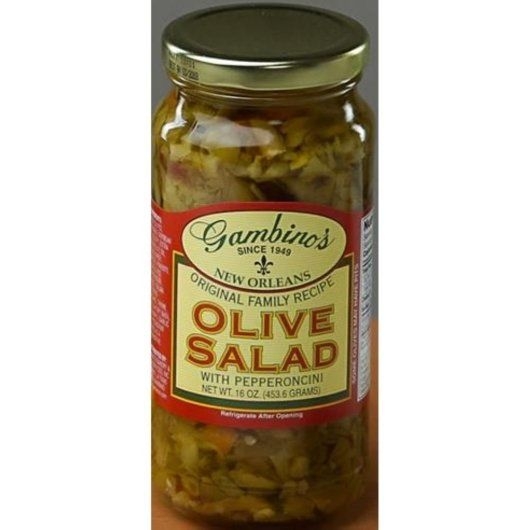Gambinos Olive Salad with Pepperoncini, 16 Fluid Ounce -- 12 per case.