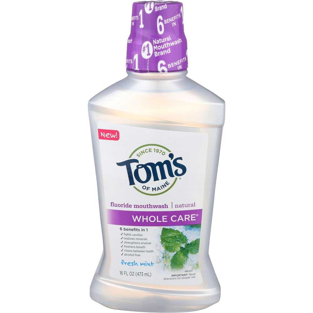 Toms Of Maine Fresh Mint Whole Care Fluoride Mouthwash, 16 Fluid Ounce