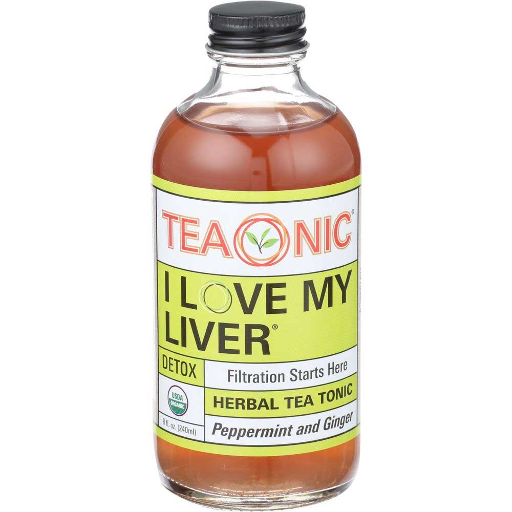 Teaonic I Love My Liver Organic Peppermint and Ginger Herbal Tea Tonic, 8 Fluid Ounce -- 6 per case