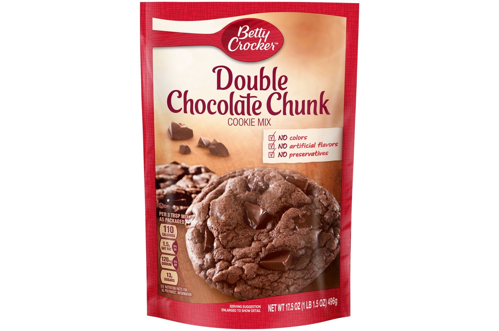 Betty Crocker Double Chocolate Chunk Cookie, 17.5 Ounce Pouch -- 12 per case.