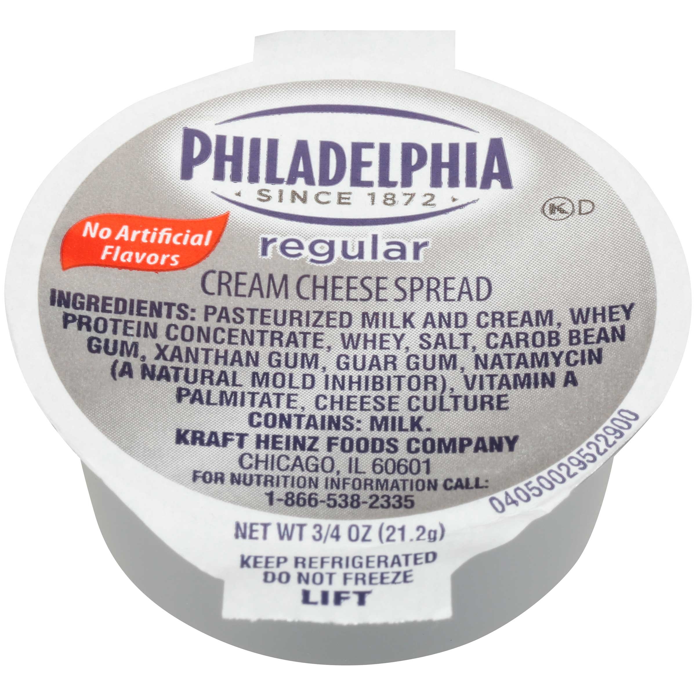 Kraft Philadelphia Original Cream Cheese Spread - Cup, 3/4 Ounce -- 100 per case.