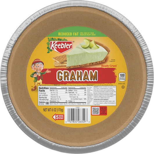 Keebler Ready Crust 9 inch Reduced Fat Graham Cracker Pie Crust, 6 Ounce Tin -- 12 per case