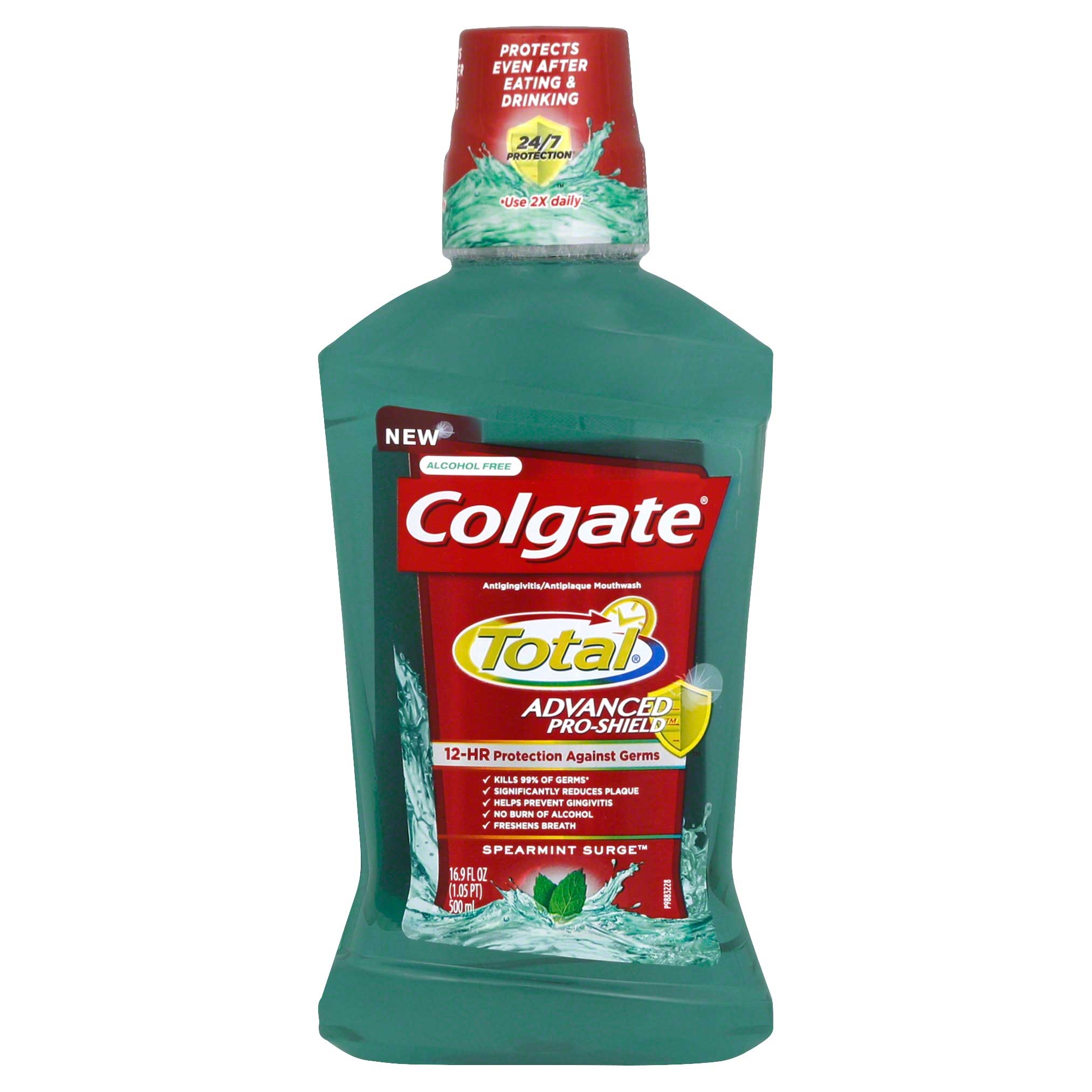 Colgate Total Advanced Pro Shield Spearmint Surge Mouthwash, 16.9 Fluid Ounce -- 6 per case.