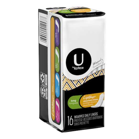 U By Kotex Fresh and Dry Long Pantiliner - 16 count per pack -- 12 packs per case