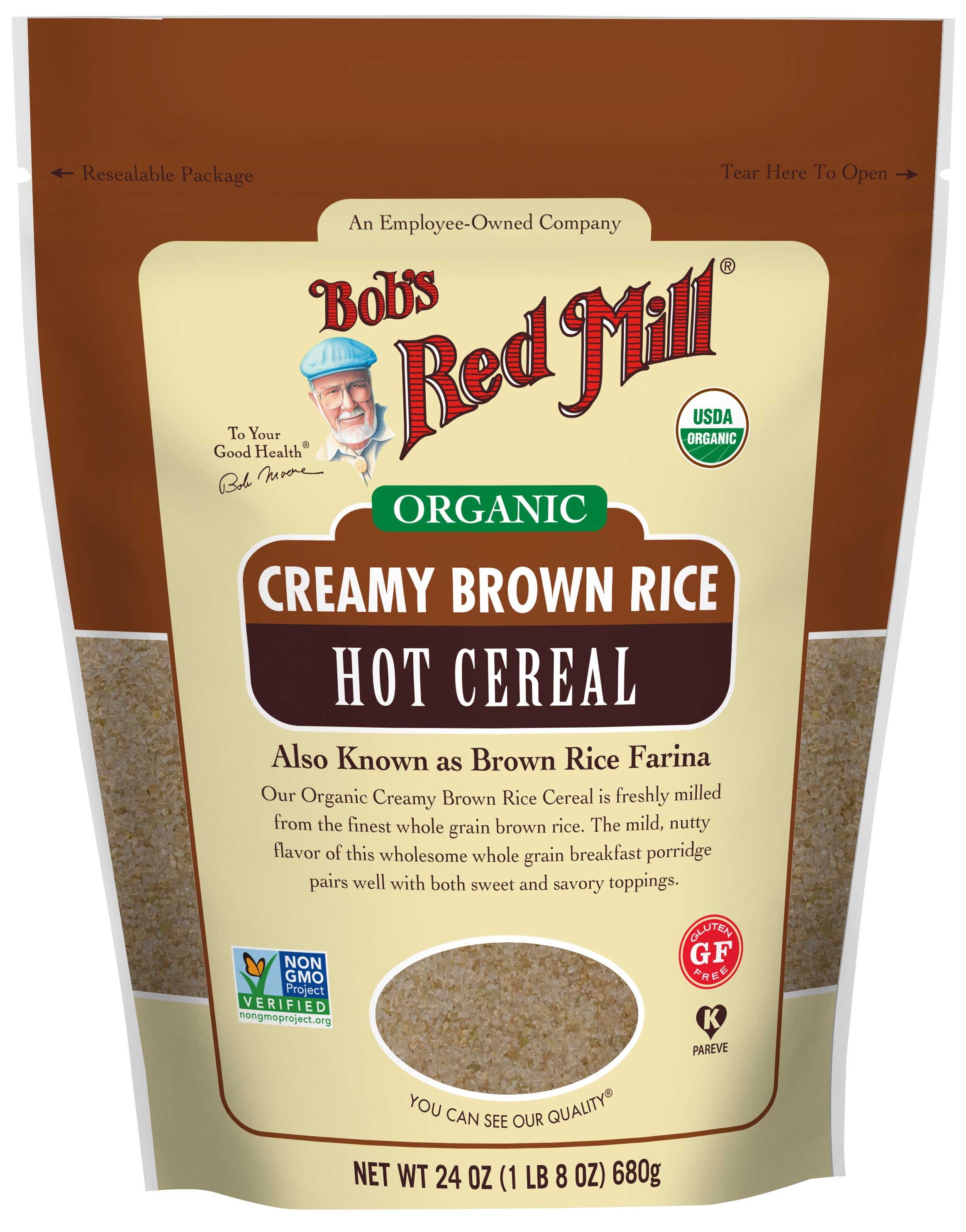 Bobs Red Mill Organic Creamy Brown Rice Hot Cereal, 24 Ounce -- 4 per case
